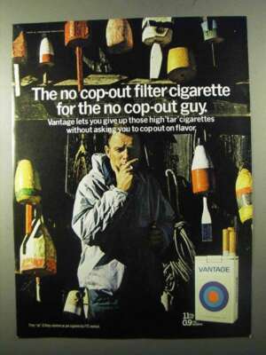 vantage cigarettes filter 1971 Vantage Cigarettes Ad - The No Cop-Out Filter