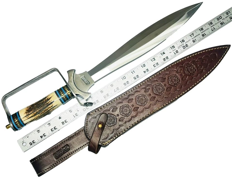 Cubiertos de impacto hechos a medida cuchillo de hoja de punta de lanza 20" daga cuchillos hechos a mano Foto 3 de 4