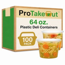 64 oz Heavy-Duty PP Deli Containers with Lids &ndash;100sets Microwave&Freezer Safe