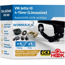 ANHÄNGERKUPPLUNG für VW Jetta III 05-10 abnehmbar HOOK +13pol E-Satz ECS