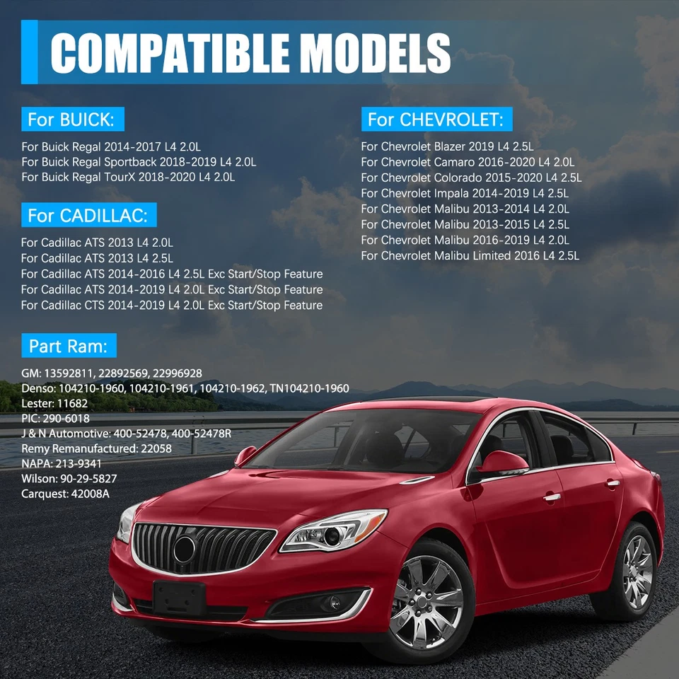 Alternator 11682 Fits Chevrolet Colorado 2015-2020 Impala 2014-2019 104210-1962 Foto 2 de 4