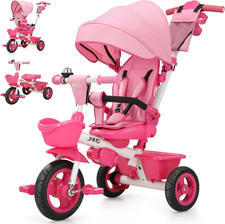 7 in 1 Tricycle Stroller with Push Handle, Baby Trike with 360 Swivel Seat, Rec