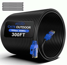 300FT Cat6 Outdoor Ethernet Cable, Direct Burial, Waterproof, UV Resistant, POE