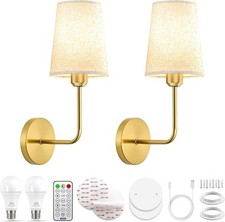 2 Pack Gold Sconce 15000mAh Battery Operated Wall Sconce Rechargeable Wall Light