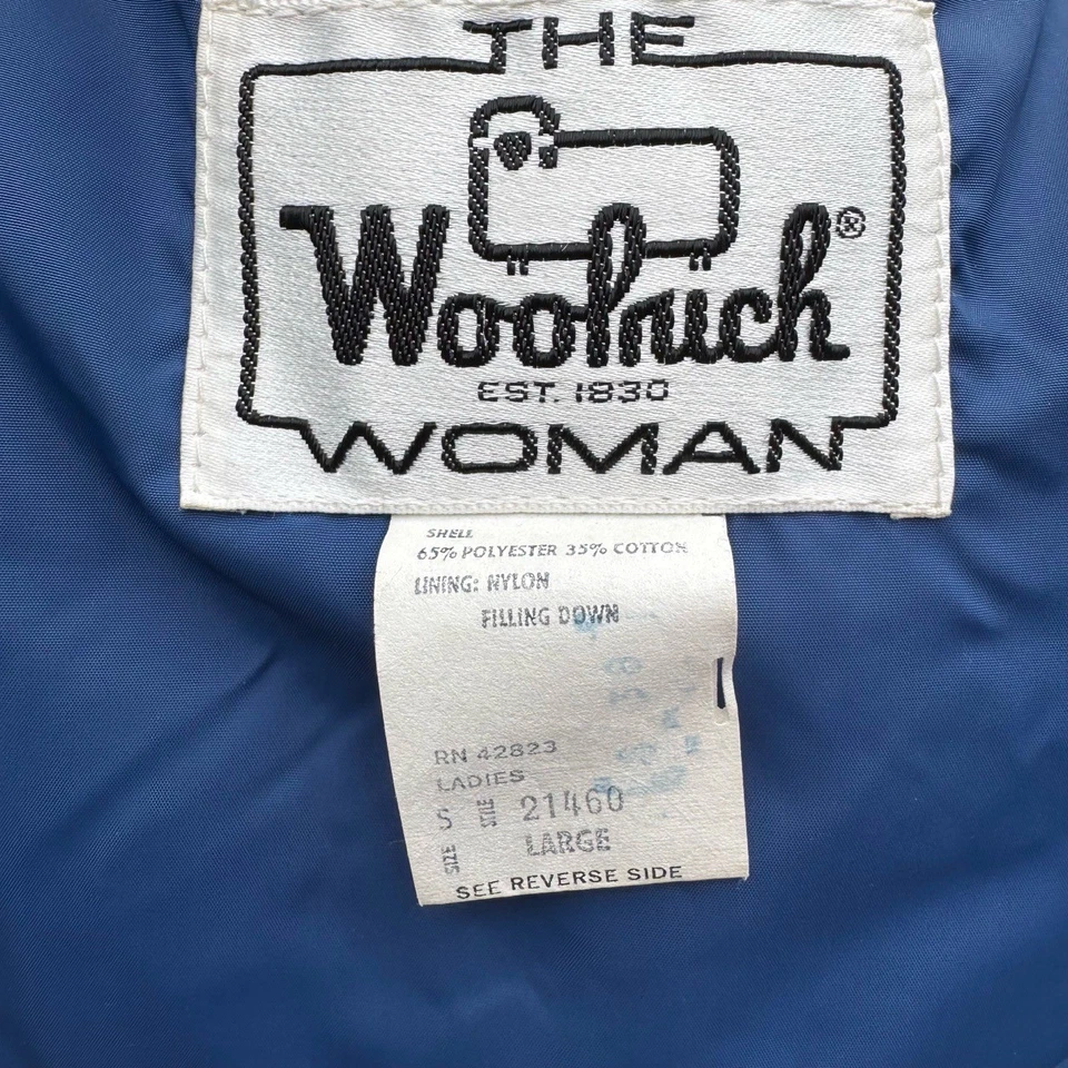 Woolrich Woman Down Vest Large Blue White Western Yoke Puffer 70s Heritage - Image 4 of 4