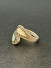 Vintage Sterling Silver Marcasite Bypass Ring Turquoise Chalcedony 925 — photo 2