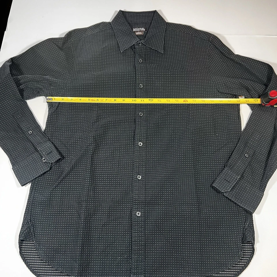 Camisa Michael Kors Cuello Abotonado Blanco y Negro Lunares Para Hombre Grande Foto 3 de 4