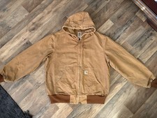 Carhartt J131 BRN Duck Active Jacket Lg Made in USA Brown Distressed Workwear