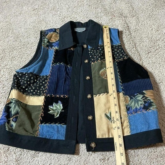 VTG Stonebridge Patchwork Embroidered Leaf Button… - image 6