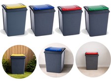 Plastic 50L Recycling Bin Rubbish Dustbin Recycle Waste Kitchen Bin Outdoor UK