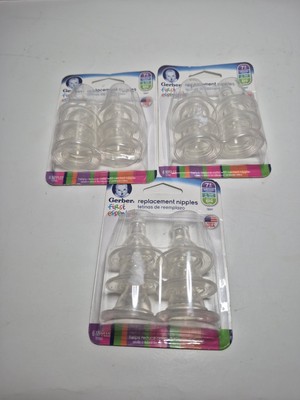 3 packs Gerber First Essentials 2 Sets of 6 Replacement Nipples 7M+  NEW