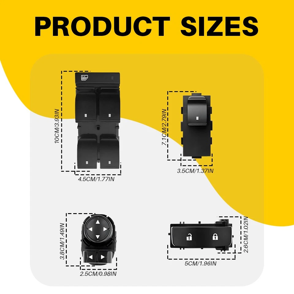 Interruptor de ventana + bloqueo de control de puerta + espejo para conductor GMC Sierra 1500 + lado del pasajero Foto 4 de 4
