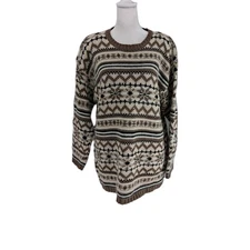 Paul Harris Design Women Sweater M Beige Fair Isle Pullover Long Sleeve Knit Y2K