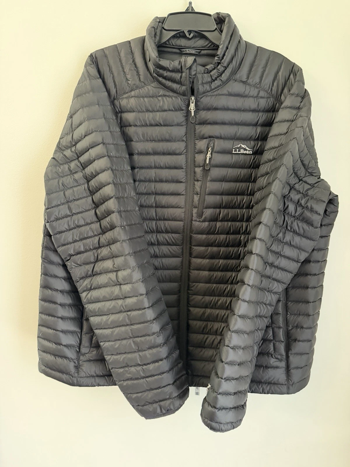 LL Bean Jacket Men 2XL Blk Ultralight 850 Down Sweater Hooded Pertex Hiking