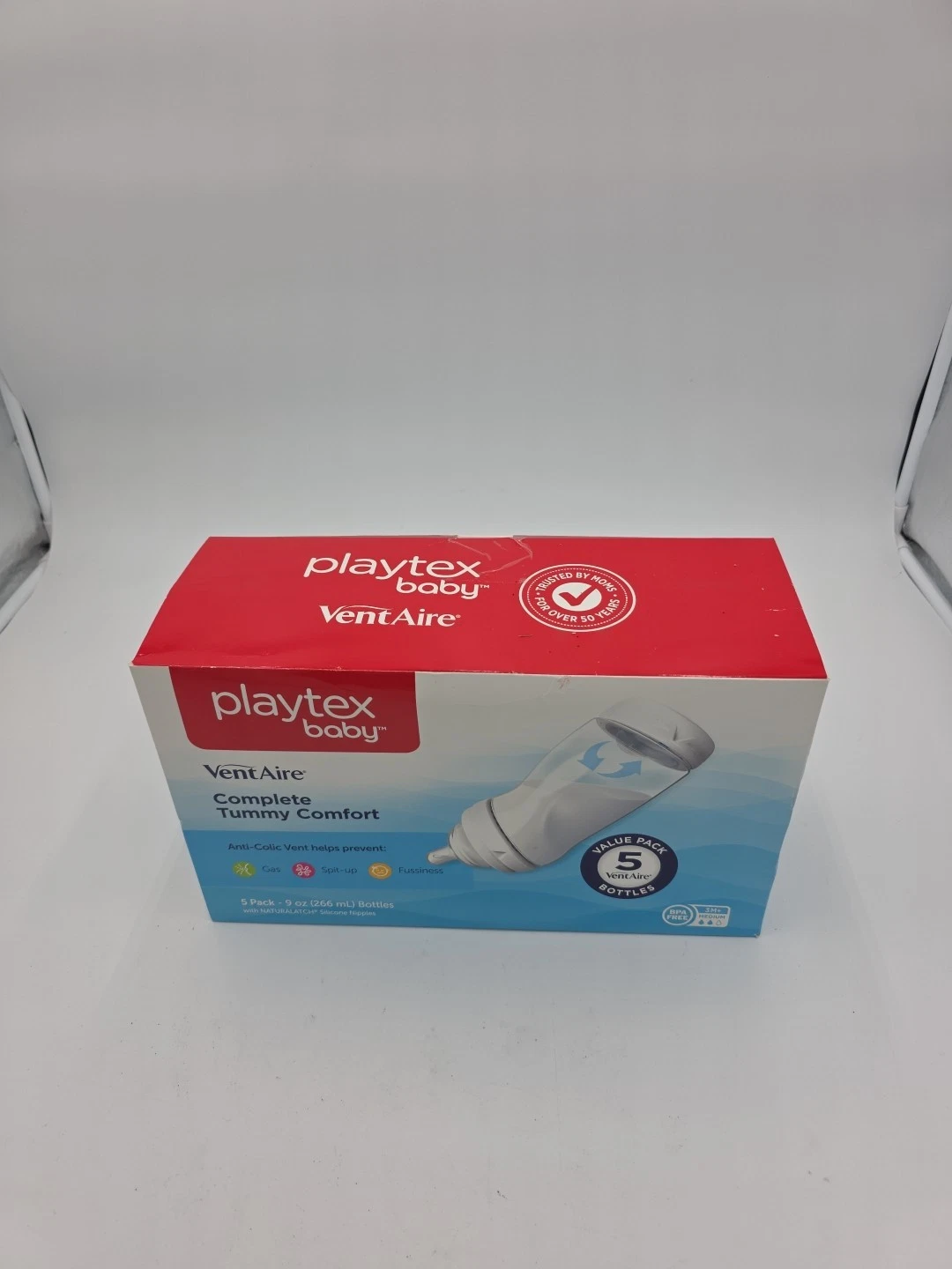PLAYTEX BABY VENTAIRE 9 OZ ANTI-COLIC BOTTLES - 5 PACK - NEW