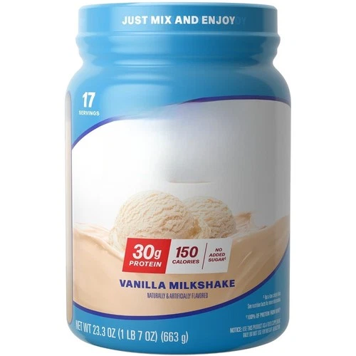 100% Whey Protein Powder, Vanilla Milkshake, 30g Protein, 23.3 oz, 1.7 lb