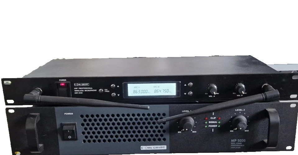 MC Crypt UHF-2032 MP5000 Wirless Microphone Verstärker Mikrophone Omnitronic VHF