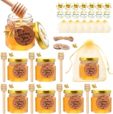 1.5 oz Mini Glass Honey Jars, Honey Jars Party Favors in Bulk, with Dipper,Stick
