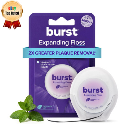 Expanding Dental Floss Burst Mint Eucalyptus 40 Yards Woven Stain Absorbing New