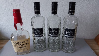 3 x Three Sixty + 1 x Maker's Mark | je 0,7l | leer! | zur Deko oder Basteln