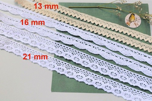 White Beige Cotton Crochet Lace Trim Sewing Edge Craft Shabby Chic Scrapbooking - Picture 2 of 17