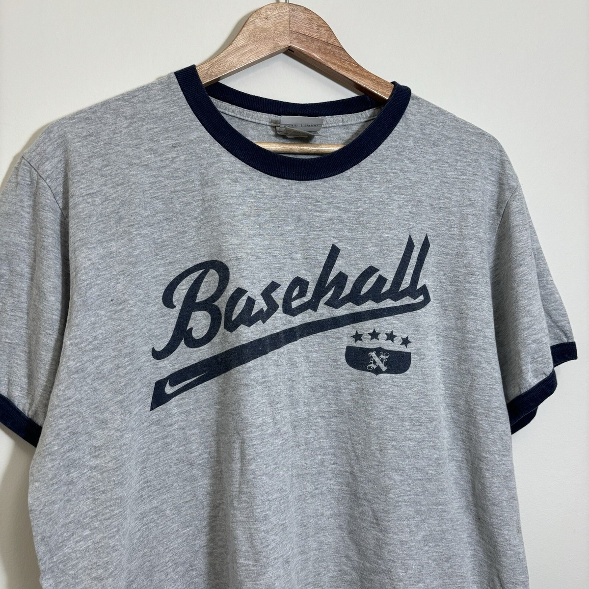 【美USED】 90s OLD NIKE baseball T-shirt Vintage 90s Nike Baseball T Shirt Mens Large Gray Blue Short