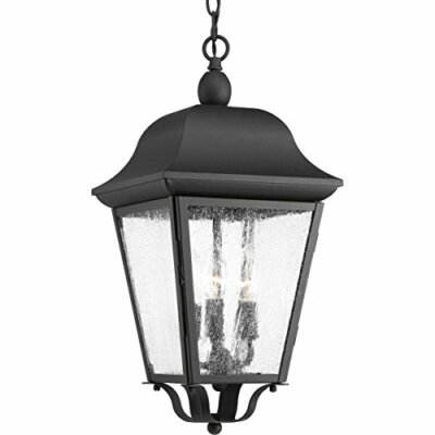 Progress Lighting P550001-031 Kiawah Three-Light Hanging Lantern, Black