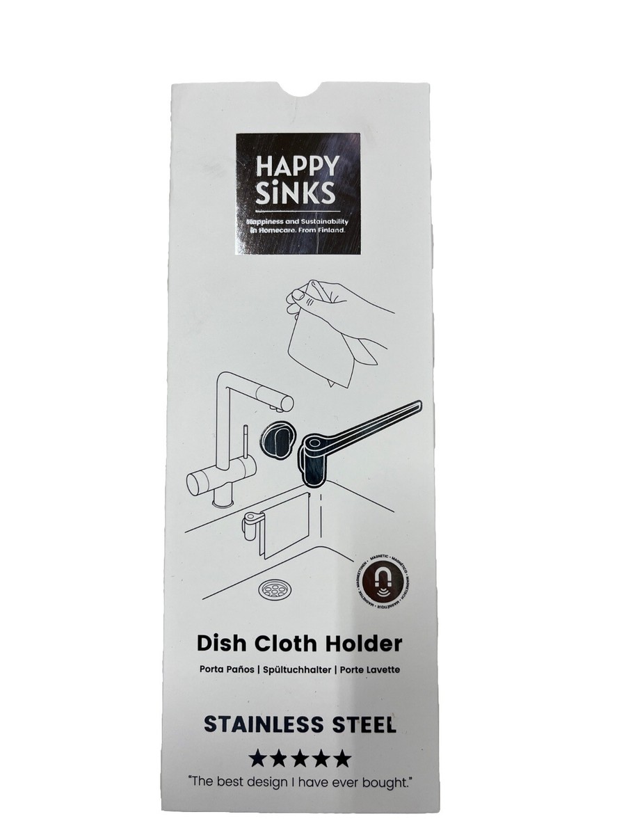 Happy Sinks Straight Dish Cloth Holder Stainless Steel Silver EB
