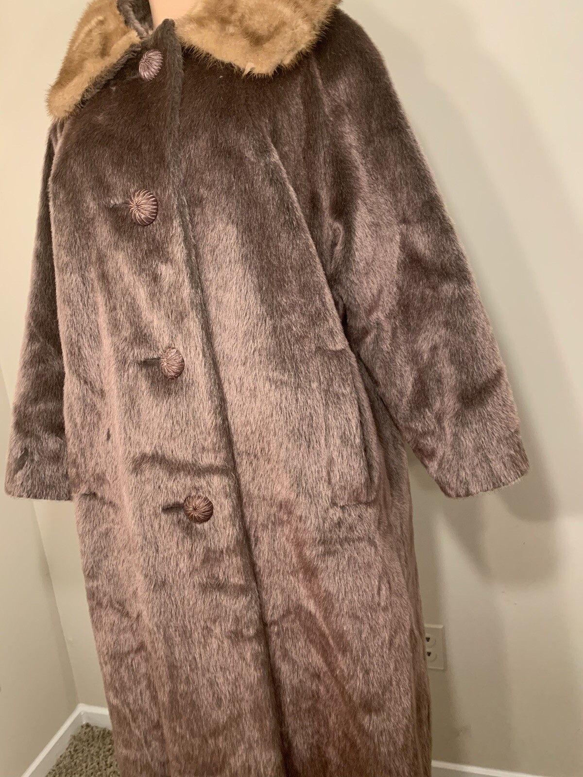 faux fur swing coat with mink collar 