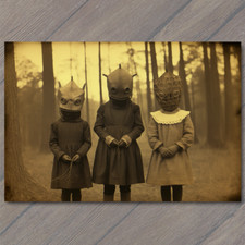 FLATCARD Weird Creepy Vintage Look Vibe Kids Masks Halloween Cult Unusual Family