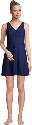 NWT Lands' End Women Tummy Control Surplice Swim Dress Control Sz 2 $160 FLE203