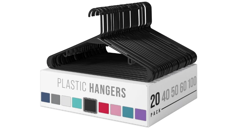 Schwarze Kunststoff Kleiderbügel Kleiderbügel Kleidung platzsparend robust nicht zerbrechlich 20