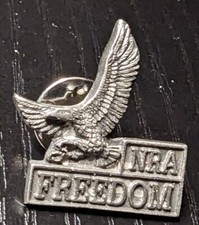 NRA Freedom With Eagle Pewter Lapel Pin/Tie Tac - Made In USA