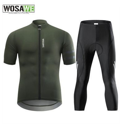 WOSAWE Men's Cycling Jersey Shorts Set MTB Road Bike Shirts Bicycle Pants Suit