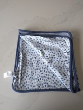 Carter's-Elephant Stripe Baby Blanket- Blue White Reversible