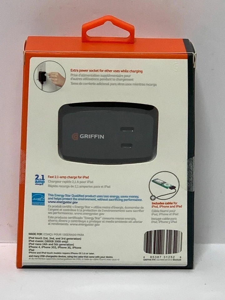 Griffin Wall Charger Apple 30-pin Data Cable for iPad 3/2/1 iPhone 4S/4 - Image 2 of 4