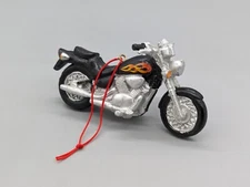 Motorcycle Christmas Tree Ornament Black Flames Painted Resin String Loop Hang