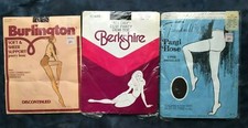 3 Vintage PantyHose Lot Sheer Burlington Berkshire Sealed nude black 4 graphics