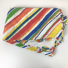 VTG Quilted Blanket 64  X 34  Rainbow Balloons Colorful Handmade Crib Baby Throw