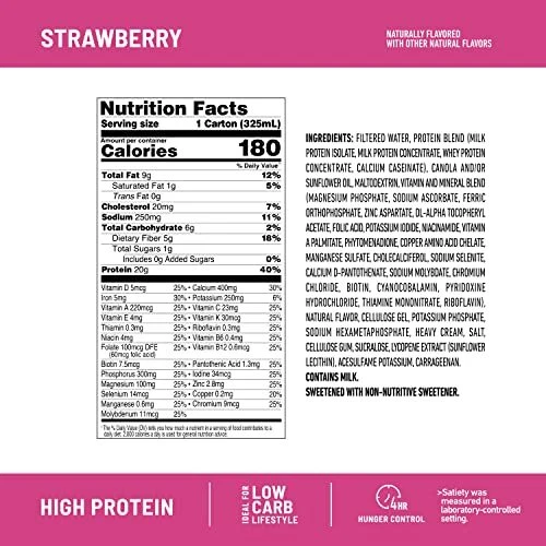 Batido de proteínas SlimFast, fresa - 20 g de proteína, batido de reemplazo de comidas listo para Foto 4 de 4