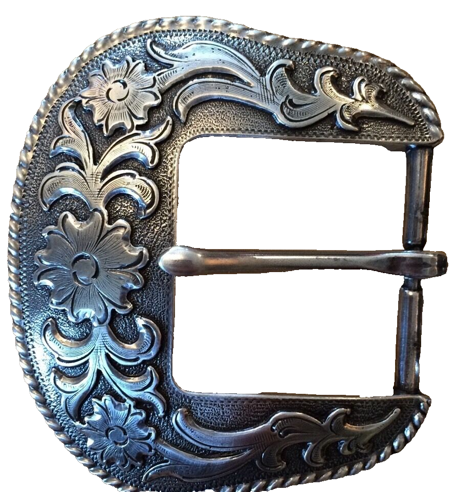 Western Floral Engraved Antique Belt Buckle Set 1 1/2
