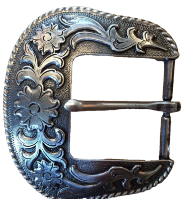 Western Floral Engraved Antique Belt Buckle Set 1 1/2 display picture 3