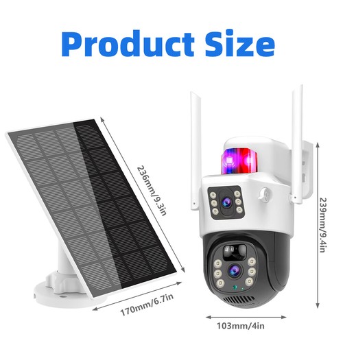 4G/WiFi Solar Panel Security Camera 6MP PTZ Camera 10x Zoom Dual Lens CCTV 360° - Picture 2 of 38