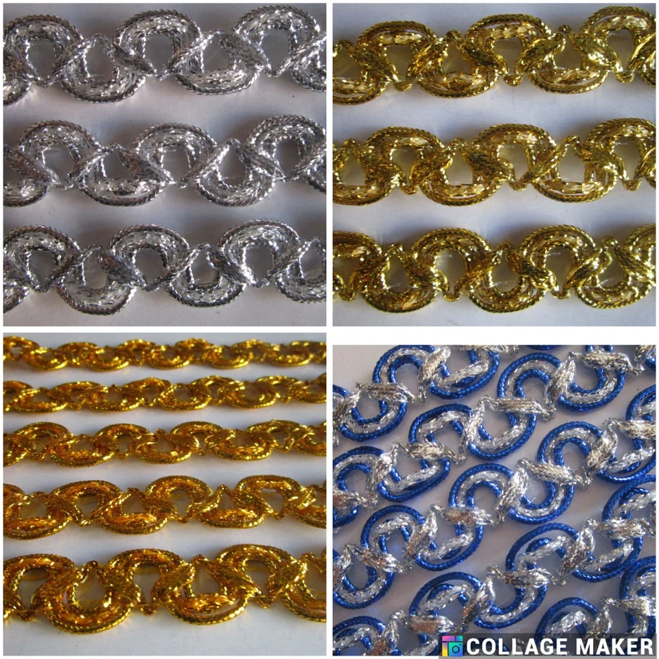 MARKENLOS 8/2 Meter elegante Borte Spitze Gold Hell 1,5cm Nähen Nichtelastisch Nähen nm