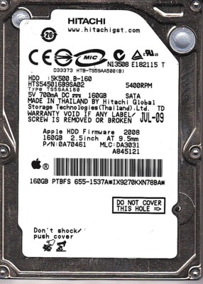 FOR DATA RECOVERY HTS545016B9SA02 p/n: 0A70461 DA3031 655-1537A 2.5 BAD SEC