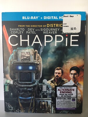 Chappie (Blu-ray+Digital HD, 2015) W/Slipcover! Alternate Ending! New! Sealed!