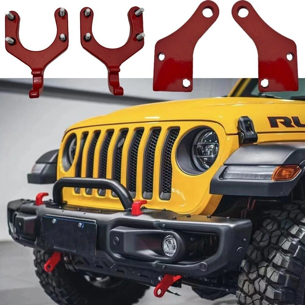 4pcs Red Up and Lower Lower Tow Hook Fits for Jeep Wrangler JL