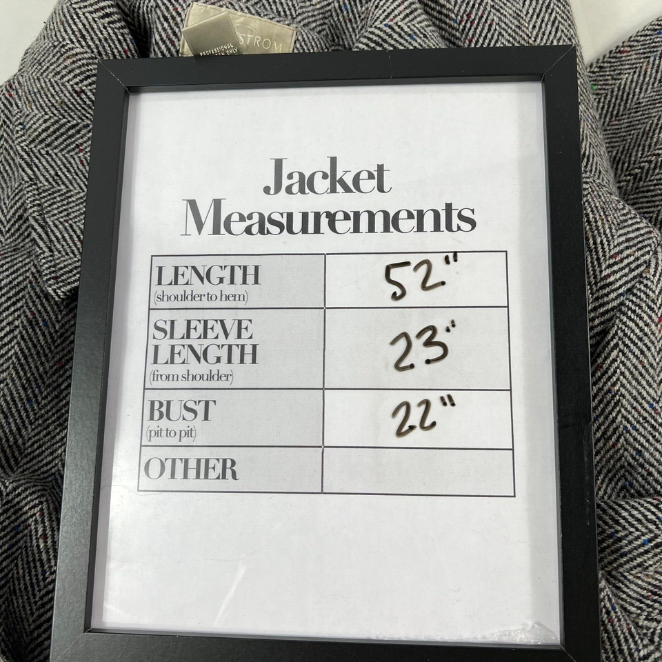 NORDSTROM Womens Size Medium Wool Overcoat Grey Herringbone Ankle