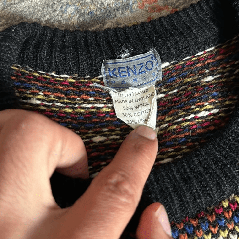 KENZO Vintage 80s Fairlsle Wool Knit Jumper Pullover Sweater