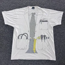 Vintage 80s Leslie Arwin Doctor Kefzol Screen Stars T-Shirt - Size L White